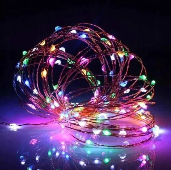 Kalėdinė girlianda 1000 LED, 30 m įvarių spalvų, ant vielos