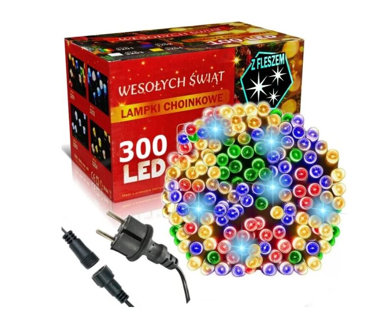 Lauko Kalėdinė girlianda 300 Led, 21 metrai Įvairių spalvų Flash