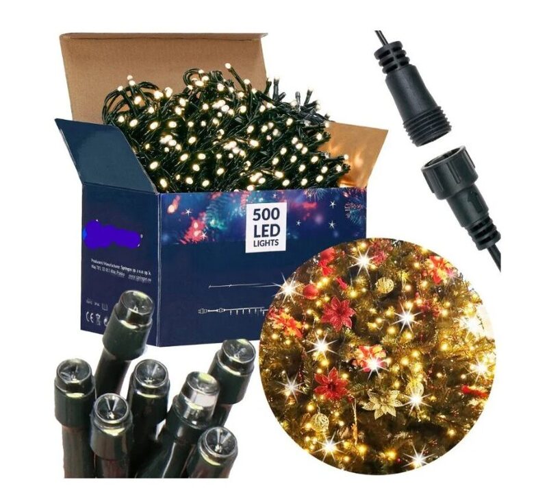 Lauko Kalėdinė girlianda 500 Led, 35 metrai Šiltai baltos spalvos Flash