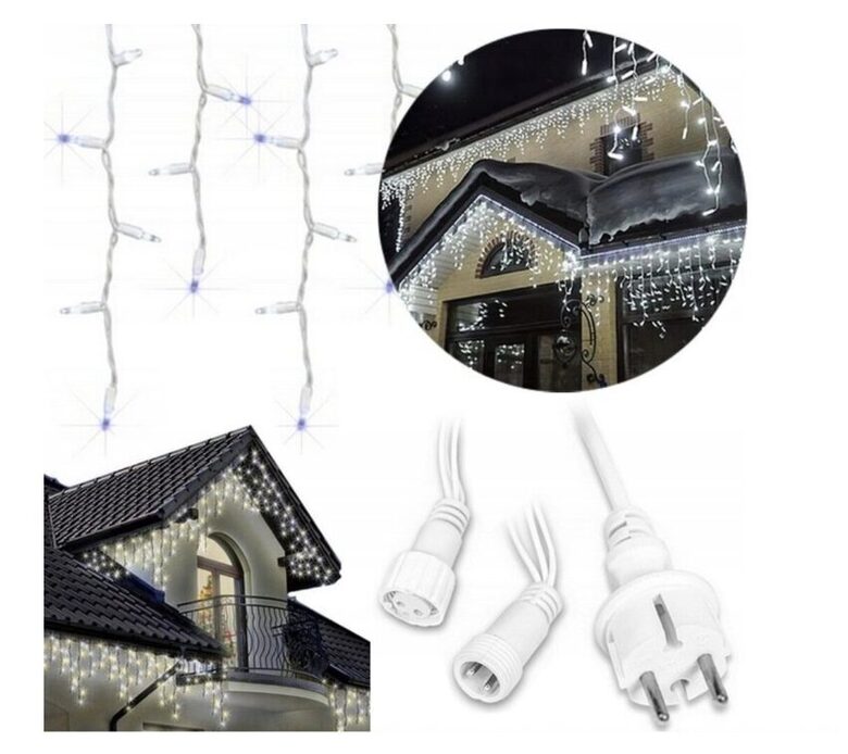 300LED lauko girlianda varvekliai su skirtingo mirgėjimo funkcija, 15m.,šaltai balti flash