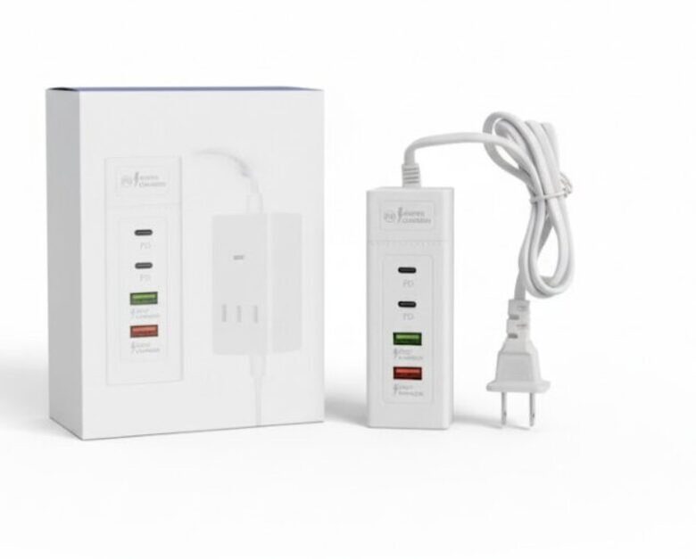 Adapteris prailgintuvas skirtas greitam telefonų krovimui, USB ir type c jungtys