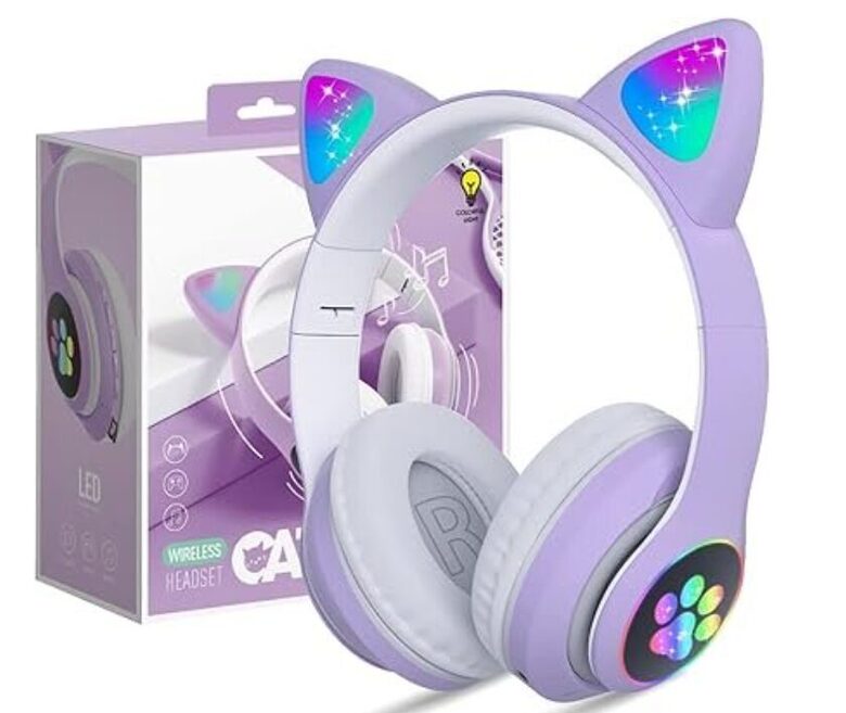 Ausinės Cat Ears, šviečiančios katės ausytės, violetinė