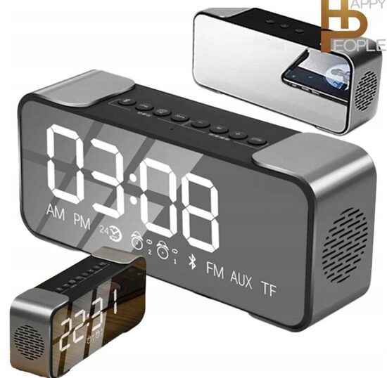 Veidrodinis daugiafunkcinis radijo imtuvas- laikrodis su bluetooth kolonėlės funkcija