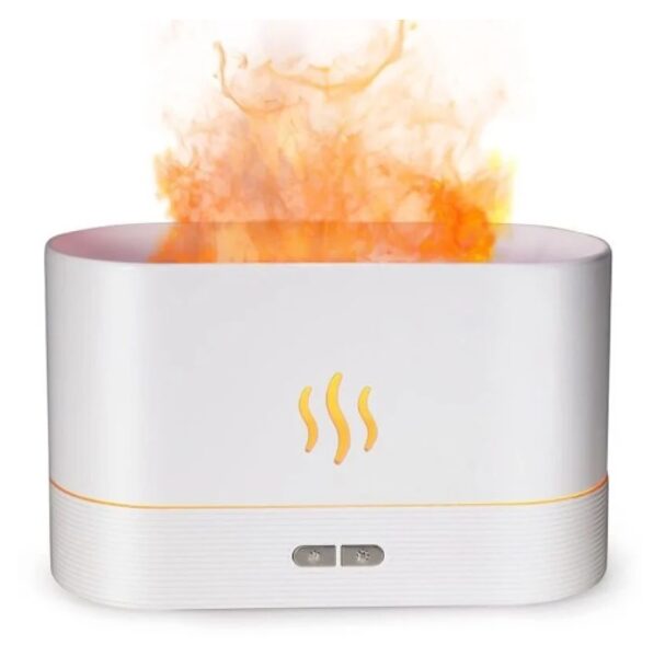 Aromato difuzorius oro drėkintuvas su liepsnos efektu, baltas