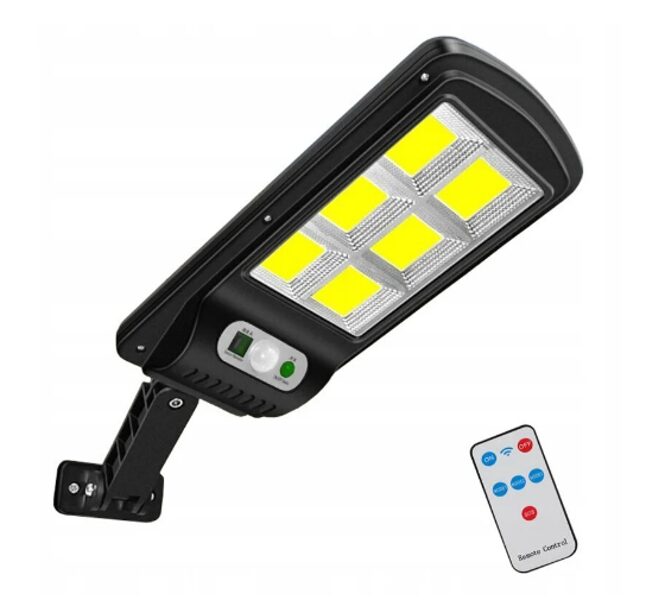 120 LED gatvės-lauko švietuvas su saulės baterija ir judesio davikliu+pultas