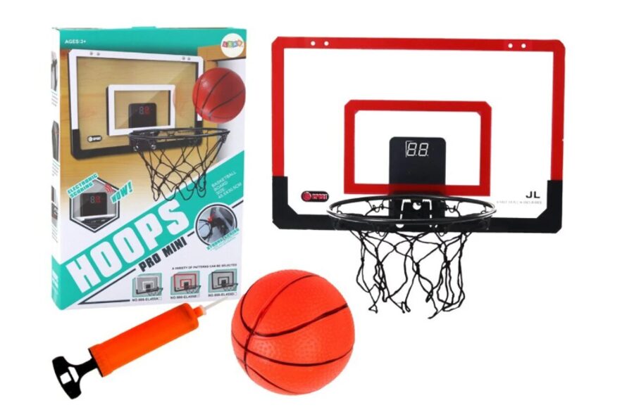 Krepšinio lenta su lanku, kamuoliu ir kitais priedais 40x26 cm.