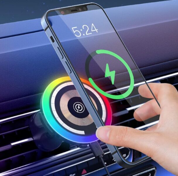 Automobilinis telefono kroviklis 15 W automobilinis magnetinis belaidis įkroviklis ir telefono laikiklis